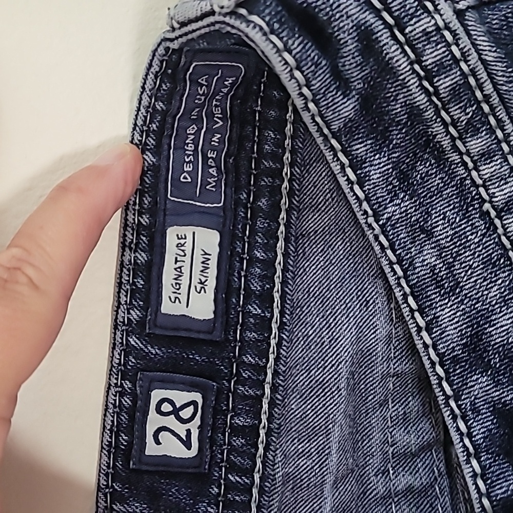 Miss Me Jeans Signature Skinny Floral Stitching Size 28 - Picture 6 of 9
